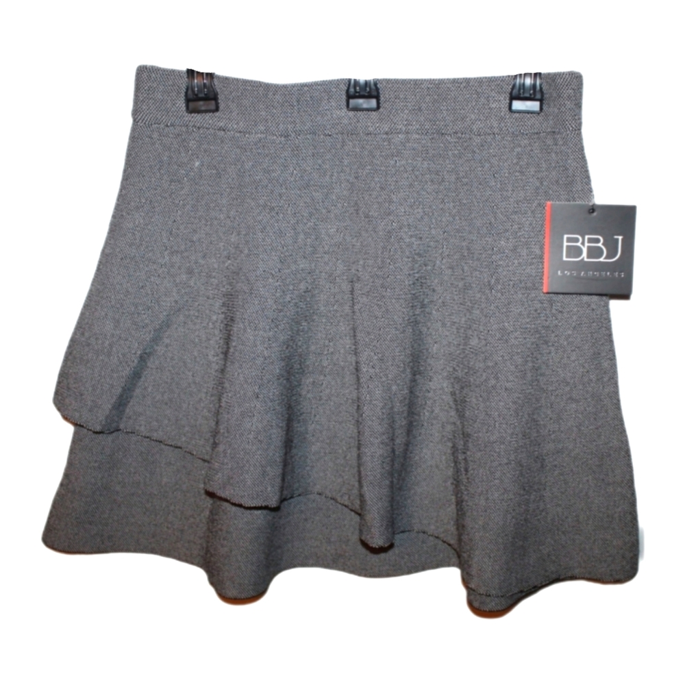 Women's Charcoal Knitted Ruffled Hem Skirt